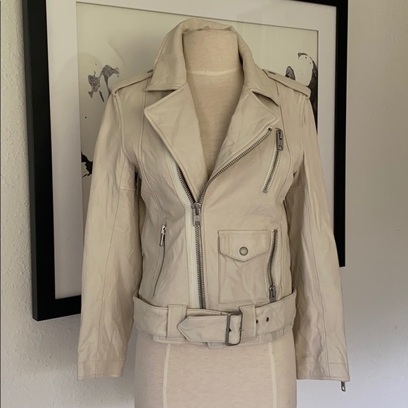 Nili Lotan Jackets & Blazers - Nili Lotan Off white leather moto jacket